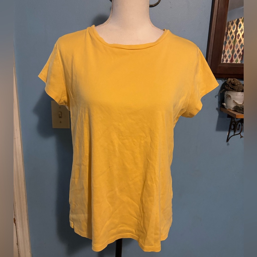 Liz Claiborne, Yellow, Crew Neck, T-Shirt